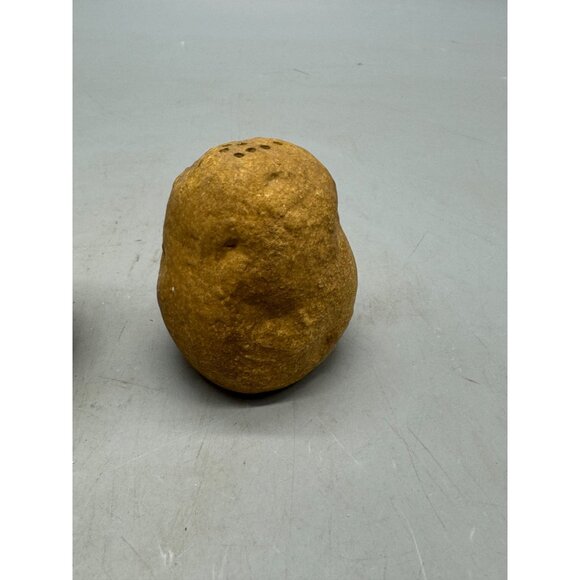 Vintage Ceramic Potato Shaped 2 Pepper Shakers Rustic Finish brown 2.5" READ - Picture 3 of 8